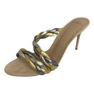 ALEXANDRE BIRMAN "Selena" Metallic Braided Suede Stiletto Sandals - US 8.5